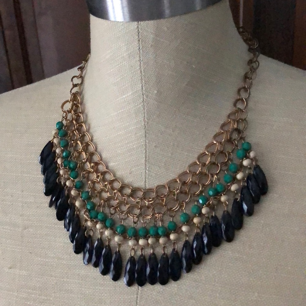 Beaded chain mail necklace